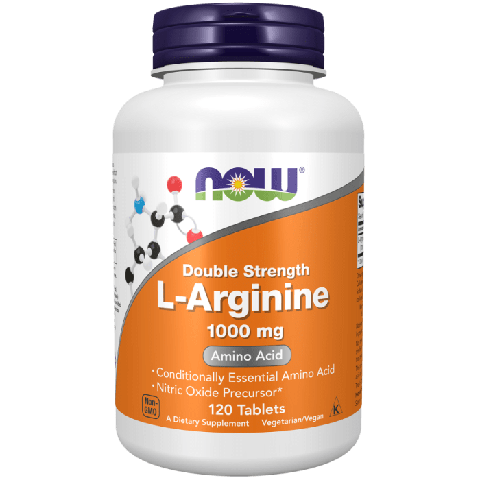 NOW Foods L-Arginine, Double Strength 1000 mg - 120 Tablets