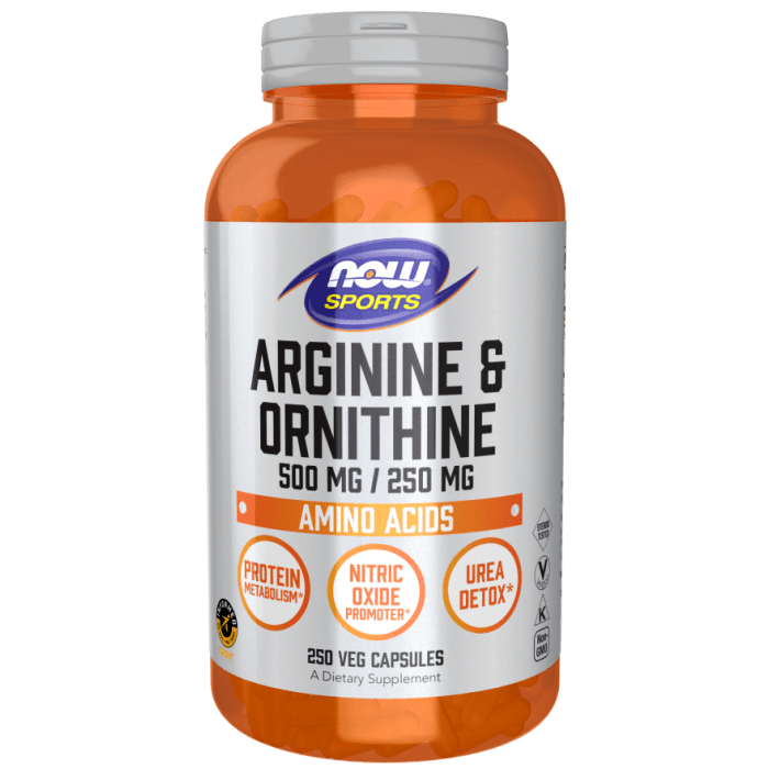 NOW Foods Arginine & Ornithine 500 mg / 250 mg - 250 Veg Capsules