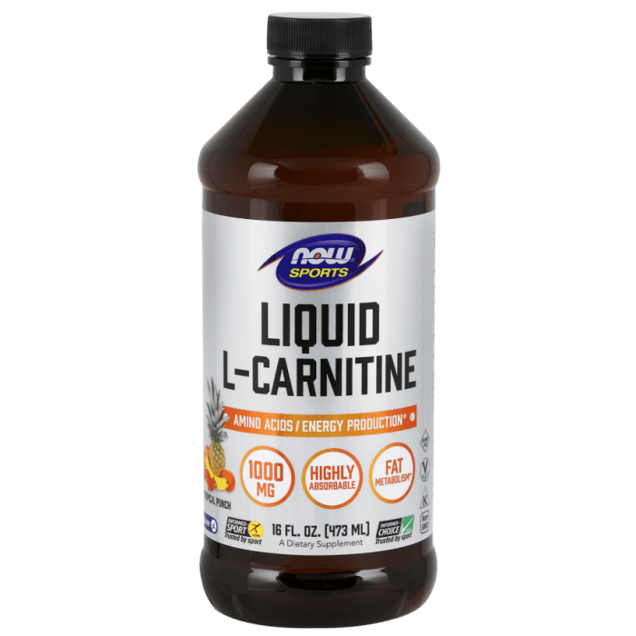 NOW Foods L-Carnitine Liquid 1000 mg, Tropical Punch - 16 fl. oz.