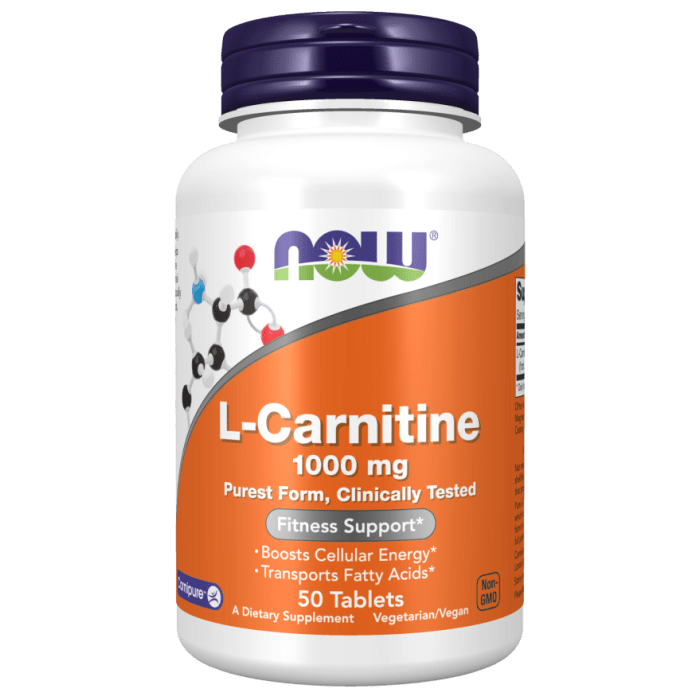 NOW Foods L-Carnitine 1000 mg - 50 Tablets