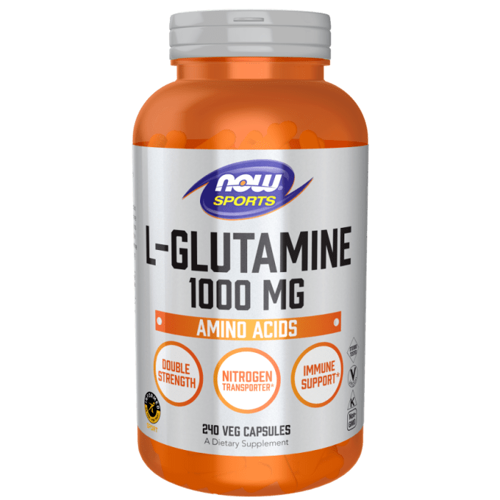 NOW Foods L-Glutamine, Double Strength 1000 mg - 240 Veg Capsules