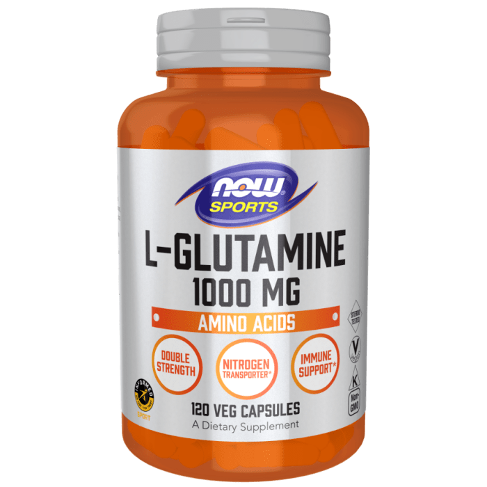 NOW Foods L-Glutamine, Double Strength 1000 mg - 120 Veg Capsules