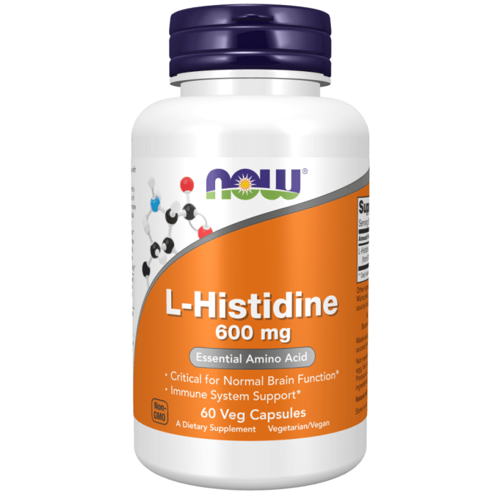 NOW Foods L-Histidine 600 mg - 60 Veg Capsules