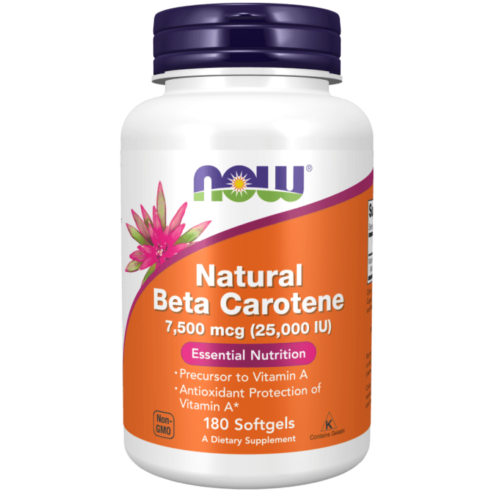 NOW Foods Beta Carotene, Natural 7,500 mcg - 180 Softgels