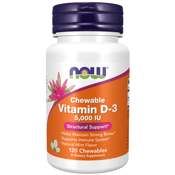 NOW Foods Vitamin D-3 5000 IU - 120 Chewables