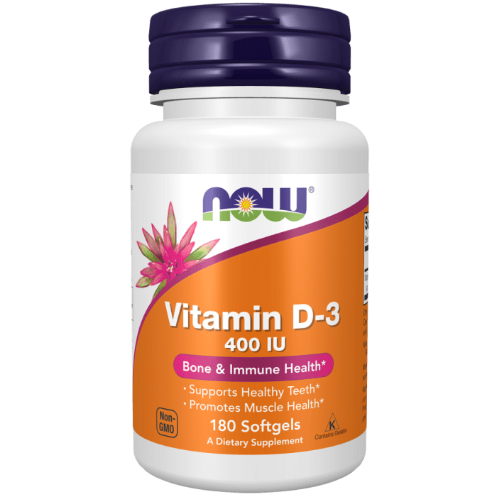 NOW Foods Vitamin D-3 400 IU - 180 Softgels