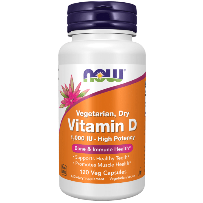 NOW Foods Vitamin D 1000 IU Dry - 120 Veg Capsules