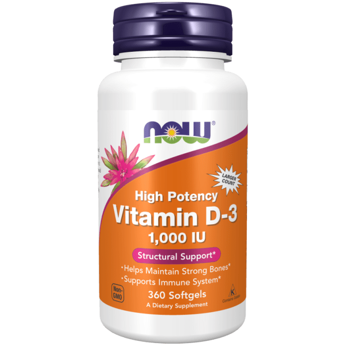 NOW Foods Vitamin D-3 1000 IU - 360 Softgels