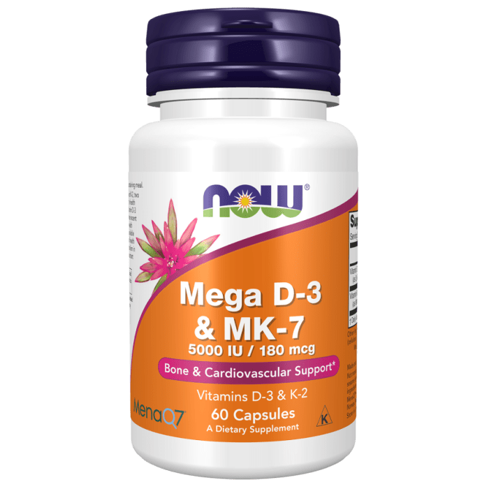 NOW Foods Mega D-3 & MK-7 - 60 Capsules