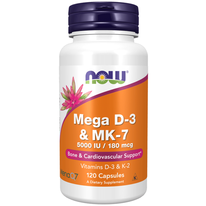 NOW Foods Mega D-3 & MK-7 - 120 Capsules