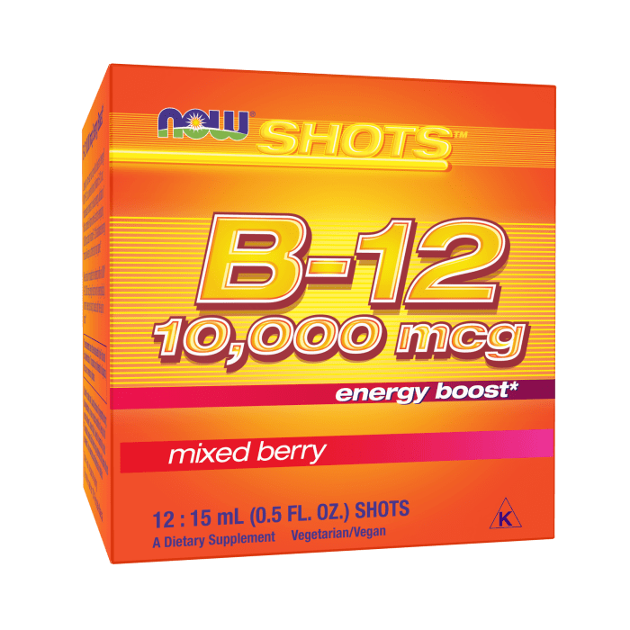 NOW Foods B-12 10,000 mcg - 12: 15 mL (0.5 fl. oz.) Shots