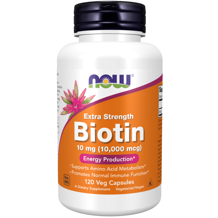 NOW Foods Biotin 10 mg (10,000 mcg), Extra Strength - 120 Veg Capsules