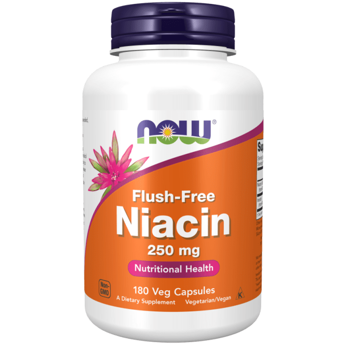 NOW Foods Flush-Free Niacin 250 mg - 180 Veg Capsules