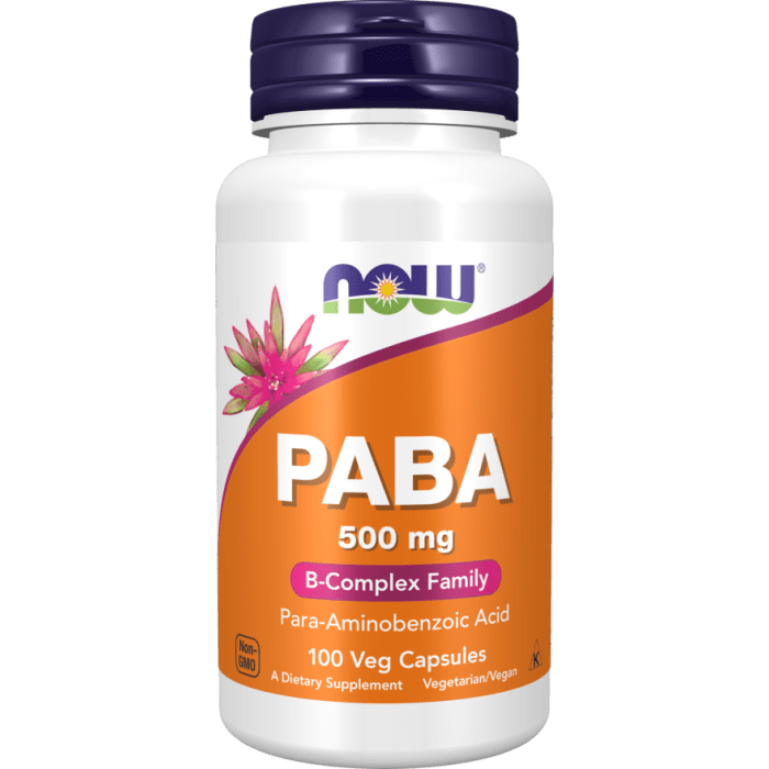 NOW Foods PABA 500 mg - 100 Veg Capsules