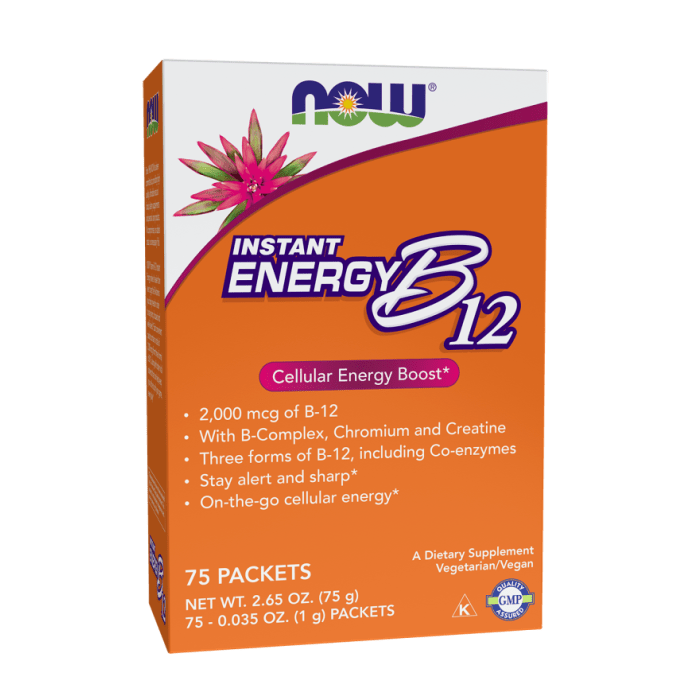 NOW Foods Instant Energy B-12 (2,000 mcg of B-12 per packet) - 75 Packets