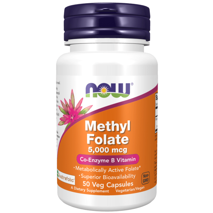 NOW Foods Methyl Folate 5000 mcg - 50 Veg Capsules