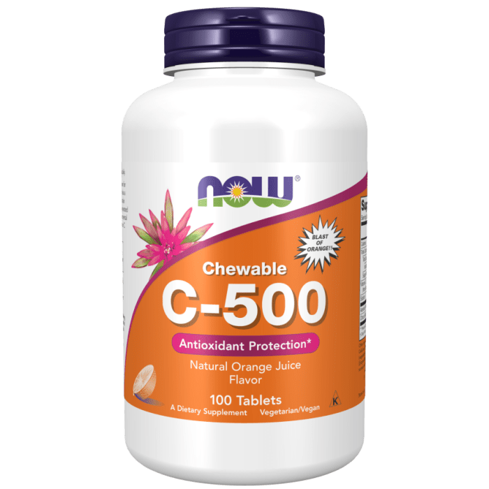 NOW Foods Vitamin C-500 Orange Chewable - 100 Tablets