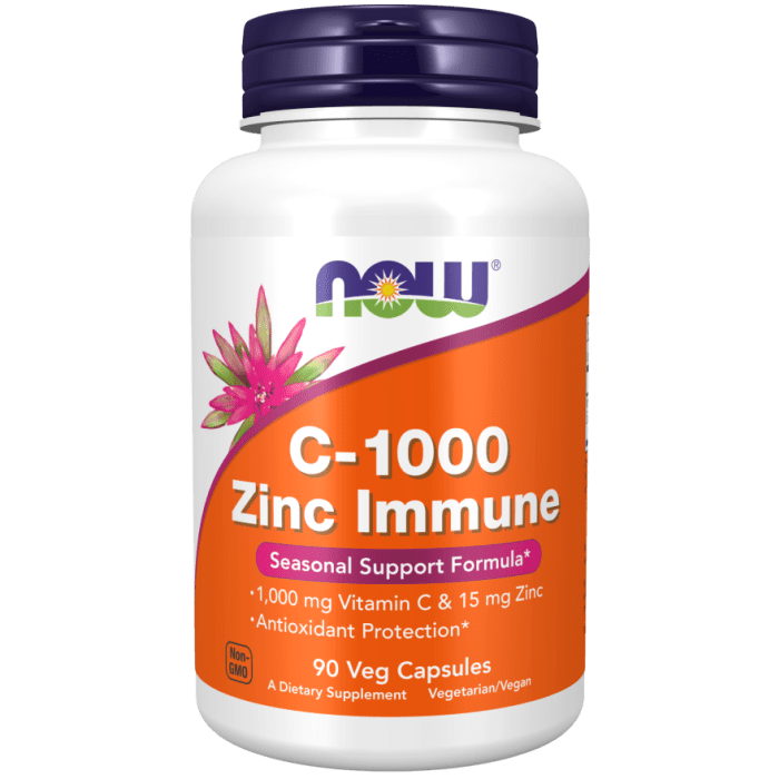 NOW Foods C-1000 Zinc Immune - 90 Veg Capsules