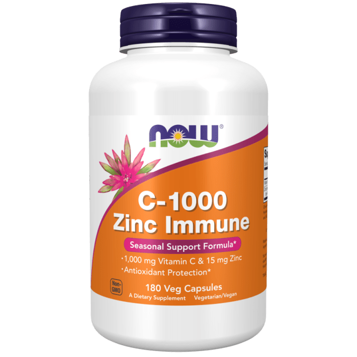 NOW Foods C-1000 Zinc Immune - 180 Veg Capsules