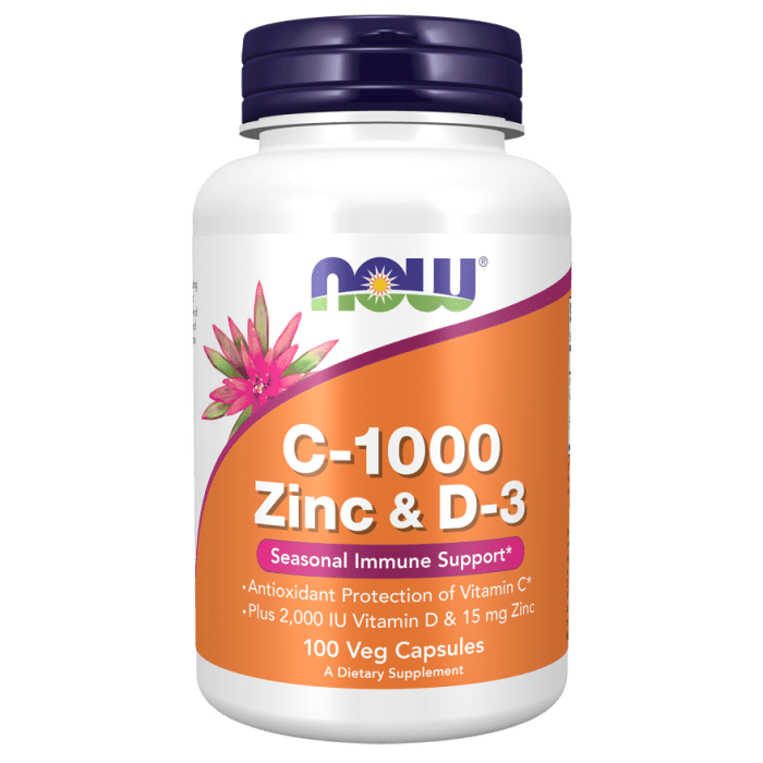 NOW Foods C-1000 Zinc & D-3 - 100 Veg Capsules