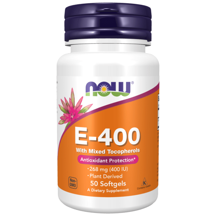 NOW Foods Vitamin E-400 With Mixed Tocopherols - 50 Softgels