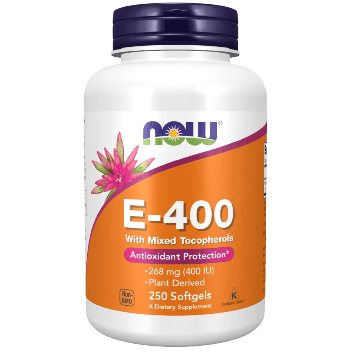 NOW Foods Vitamin E-400 With Mixed Tocopherols - 250 Softgels