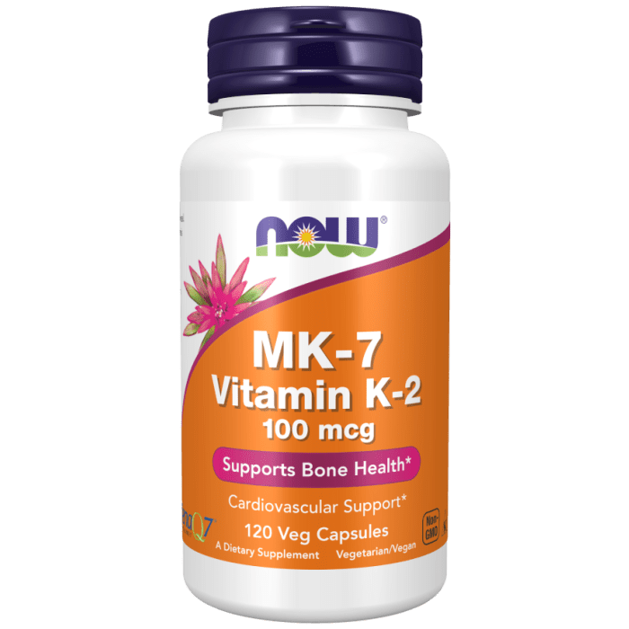 NOW Foods MK-7 Vitamin K-2 100 mcg - 120 Veg Capsules