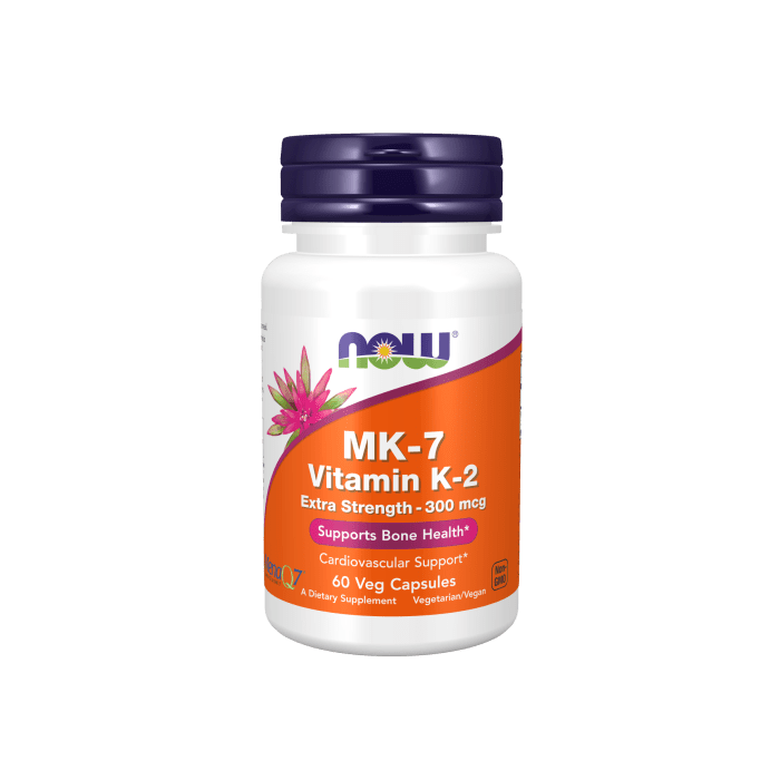 NOW Foods MK-7 Vitamin K-2, Extra Strength 300 mcg - 60 Veg Capsules