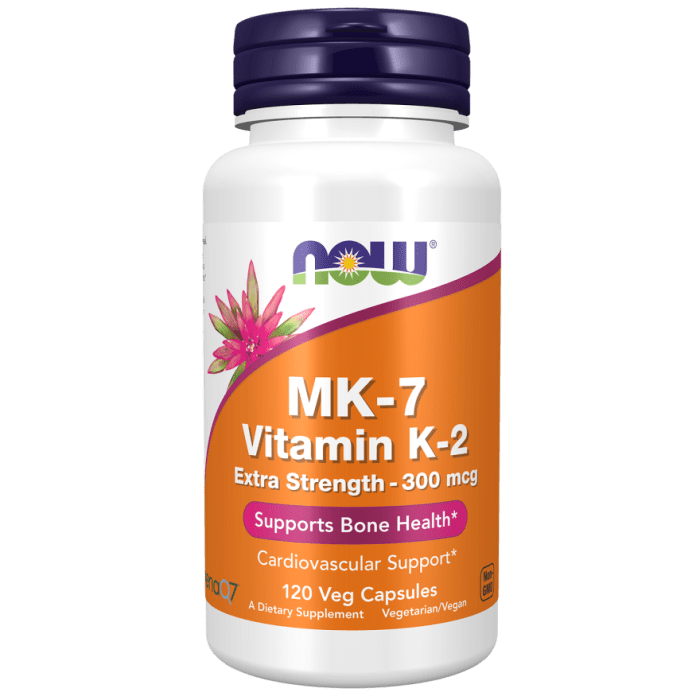 NOW Foods MK-7 Vitamin K-2, Extra Strength 300 mcg - 120 Veg Capsules