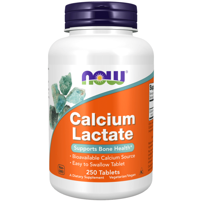 NOW Foods Calcium Lactate - 250 Tablets