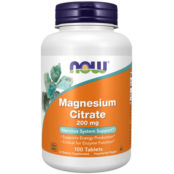 NOW Foods Magnesium Citrate 200 mg - 100 Tablets