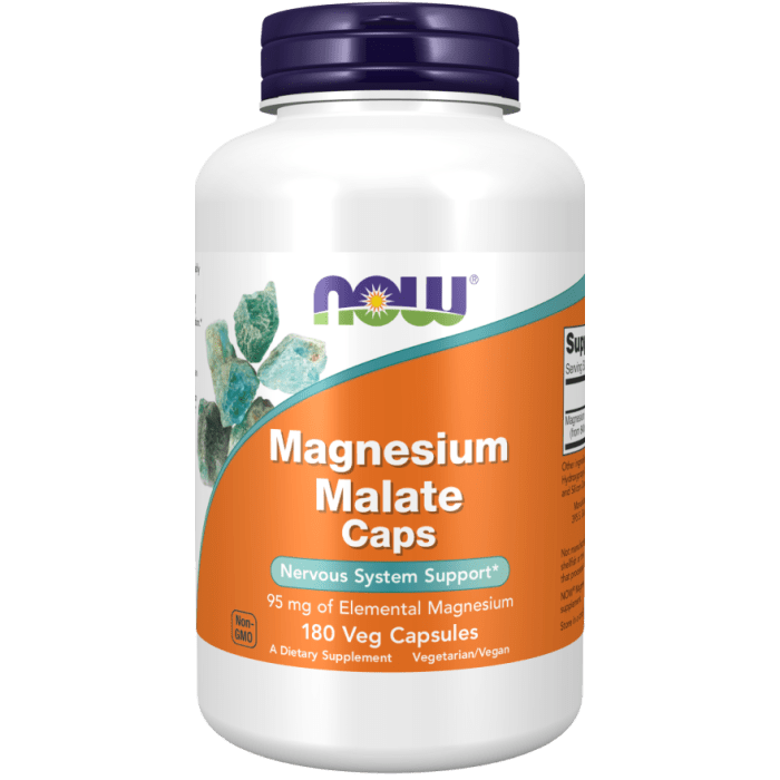 NOW Foods Magnesium Malate Caps - 180 Veg Capsules