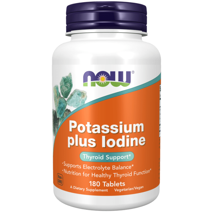 NOW Foods Potassium plus Iodine - 180 Tablets