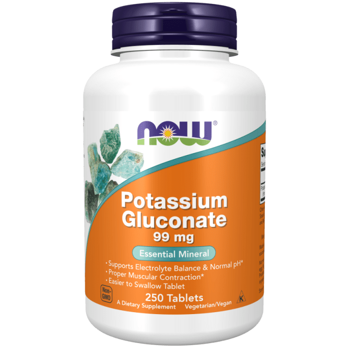 NOW Foods Potassium Gluconate 99 mg Vegetarian - 250 Tablets