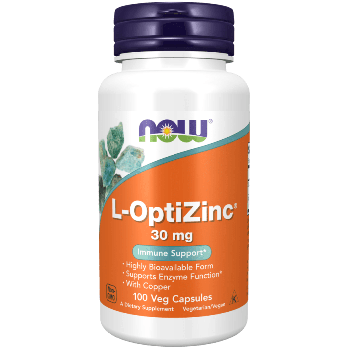 NOW Foods L-OptiZinc® 30 mg - 100 Veg Capsules