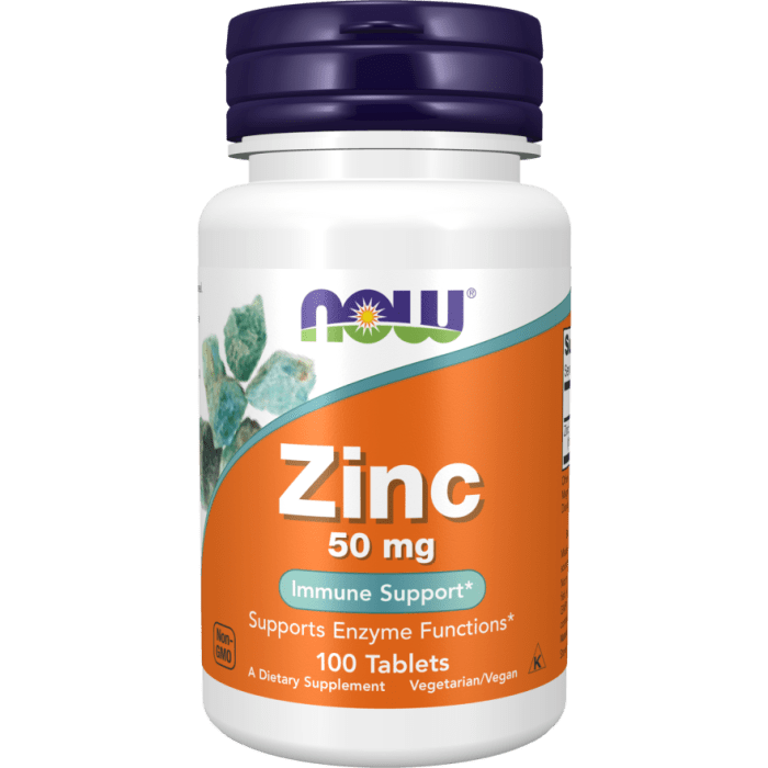 NOW Foods Zinc 50 mg - 100 Tablets