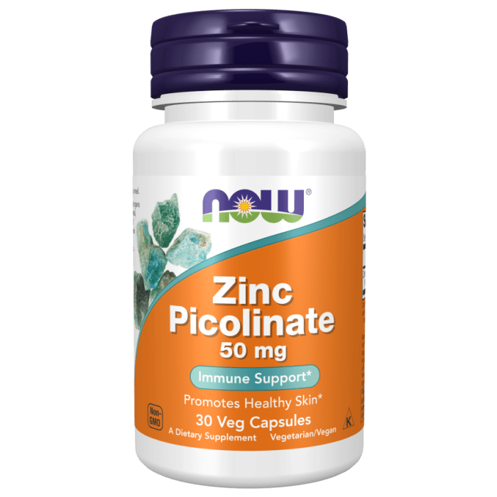 NOW Foods Zinc Picolinate 50 mg - 30 Veg Capsules