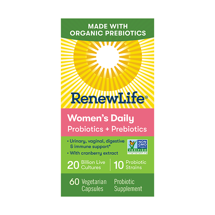 Renew Life Women's Daily Probiotics + Organic Prebiotics, 60 Capsules