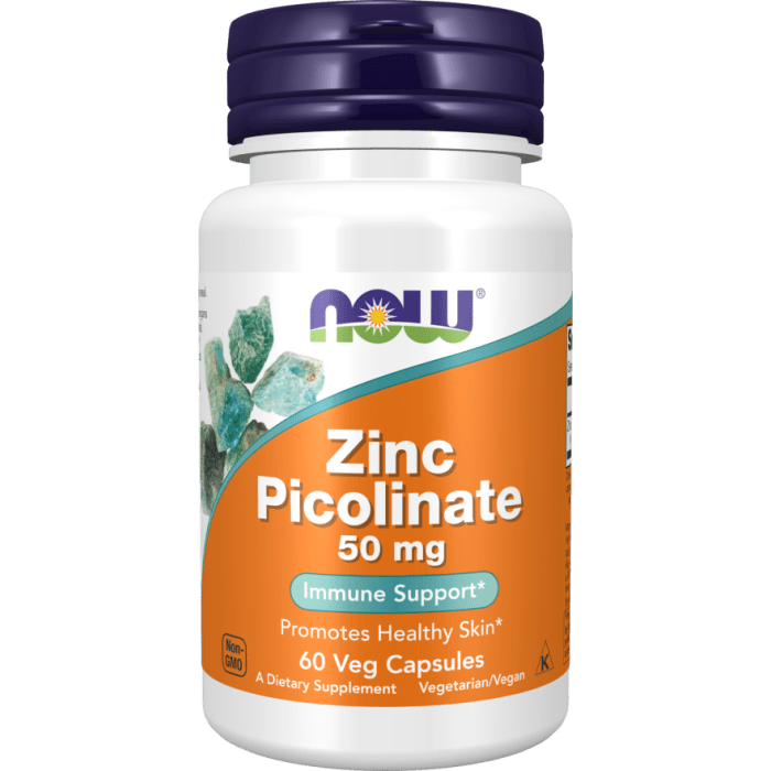 NOW Foods Zinc Picolinate 50 mg - 60 Veg Capsules