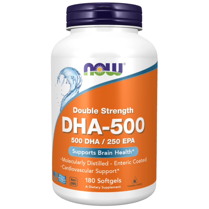 NOW Foods DHA-500 Fish Oil, Double Strength - 180 Softgels