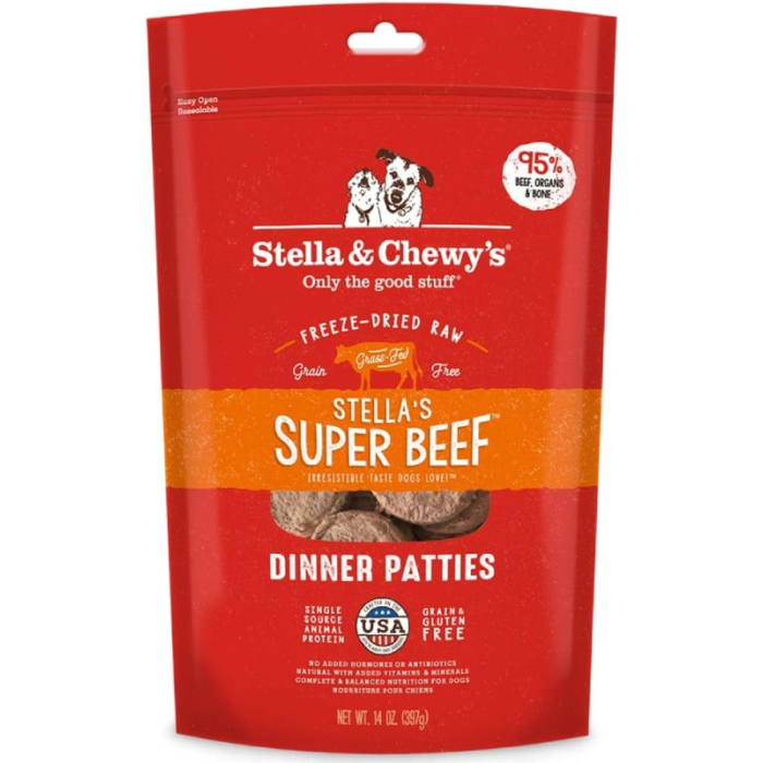 Stella & Chewy's Super Beef Frozen Raw Dinner Patties, 14oz.