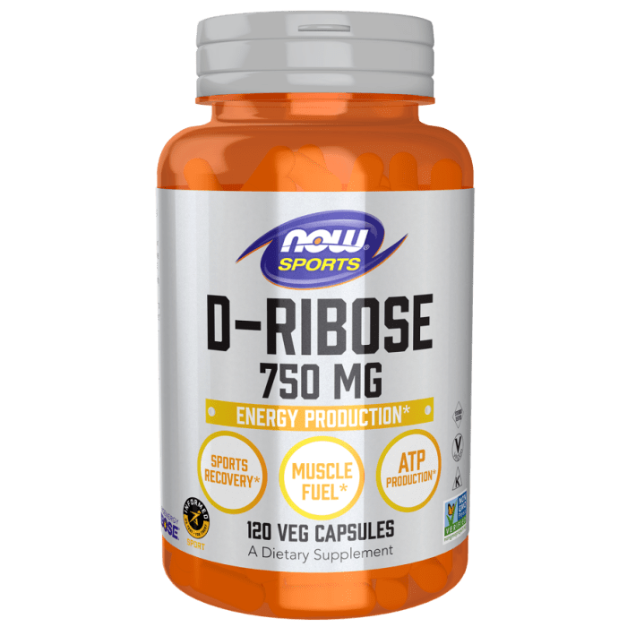 NOW Foods D-Ribose 750 mg - 120 Veg Capsules