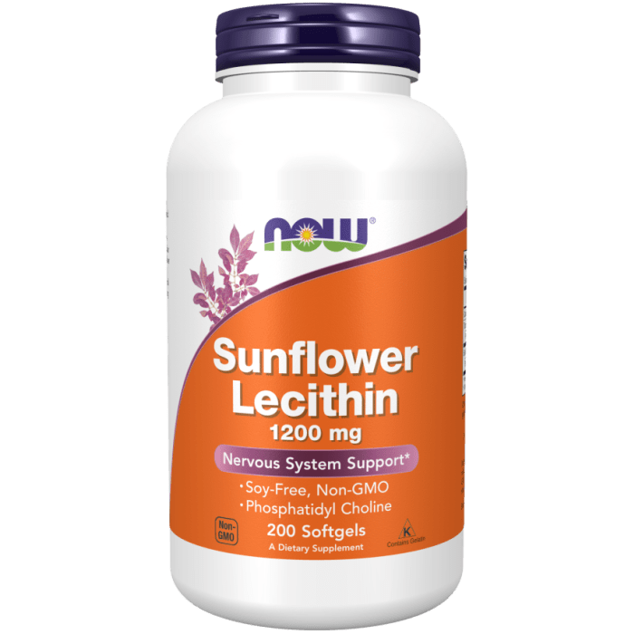 NOW Foods Sunflower Lecithin 1200 mg Soy-Free, Non-GMO - 200 Softgels