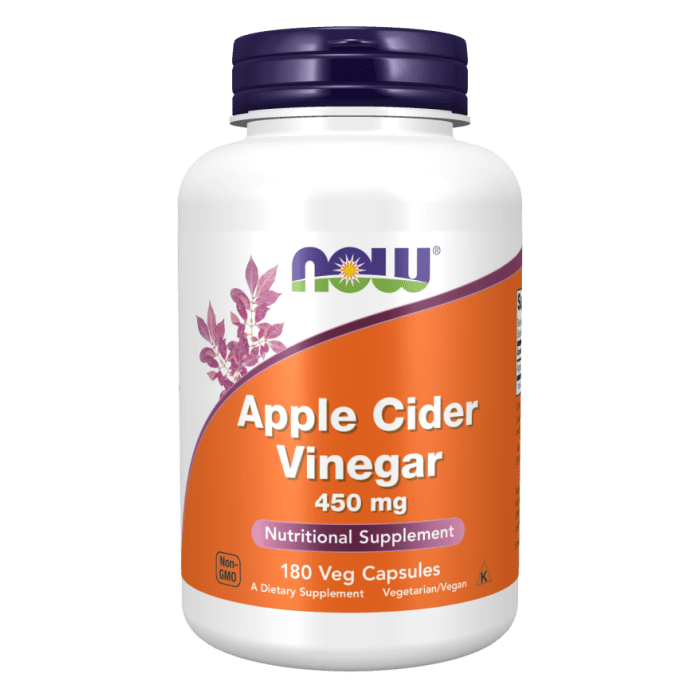 NOW Foods Apple Cider Vinegar 450 mg - 180 Veg Capsules