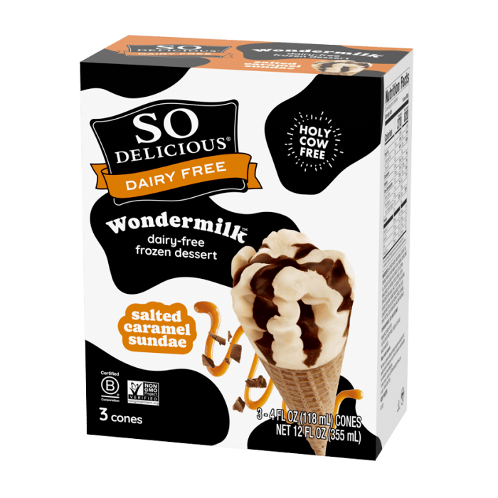 So Delicious Dairy Free Wondermilk Salted Caramel Sundae Cones, 12oz.