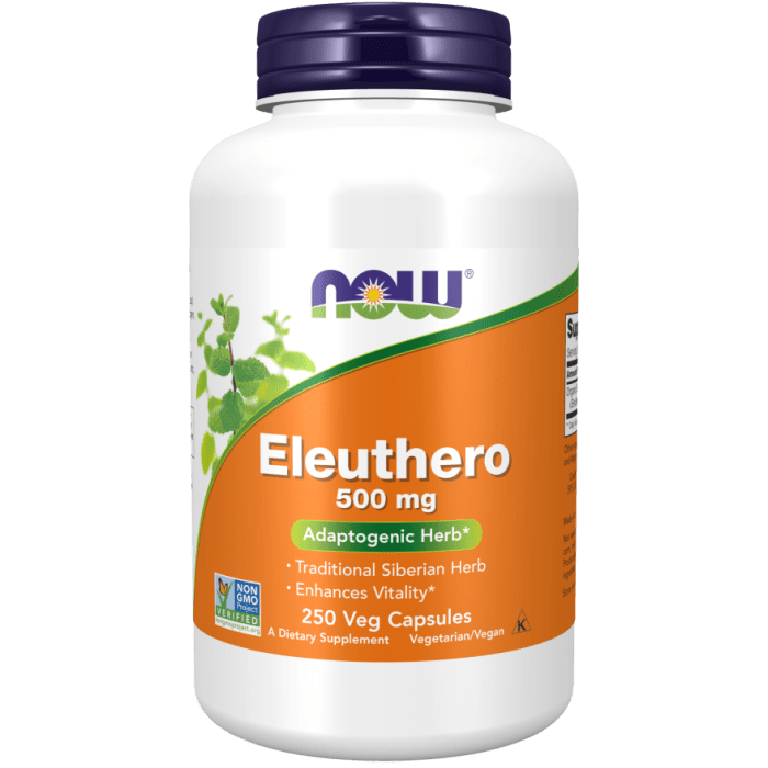 NOW Foods Eleuthero 500 mg - 250 Veg Capsules