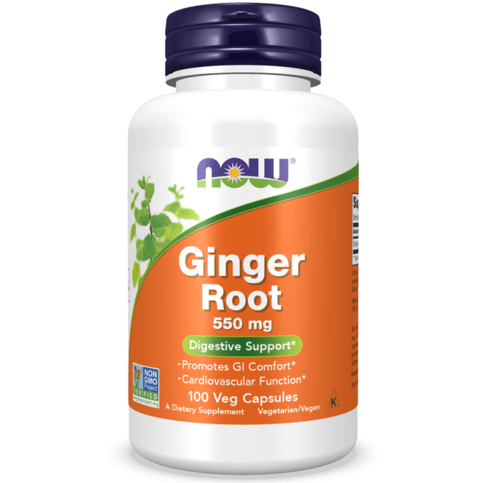 NOW Foods Ginger Root 550 mg - 100 Veg Capsules