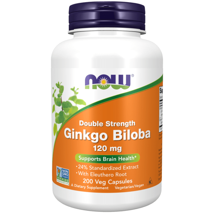 NOW Foods Ginkgo Biloba, Double Strength 120 mg - 200 Veg Capsules