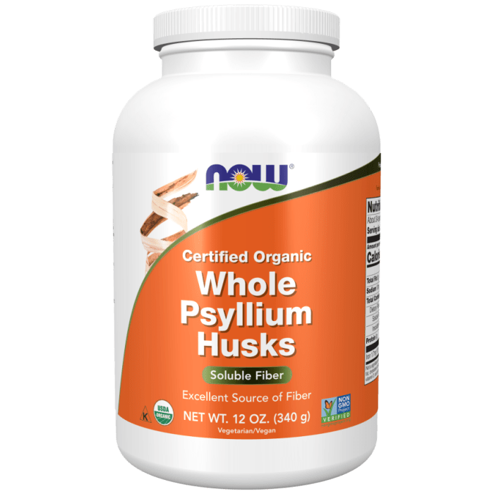 NOW Foods Whole Psyllium Husks, Organic - 12 oz.