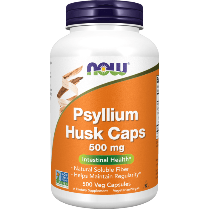 NOW Foods Psyllium Husk Caps 500 mg - 500 Veg Capsules